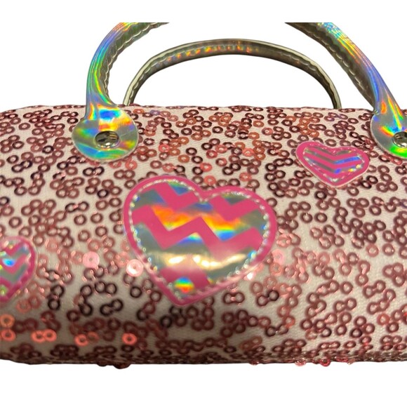 Barbie Pink Sequins Hard Glass Carrying Case Handles Girls Clamshell Hard Shell - Picture 5 of 10